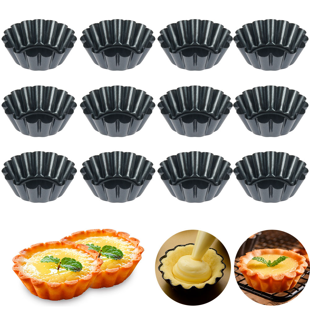 12Pcs Pan Mold Tart Quiche Fla - Egg Waffle Pan recension och pris